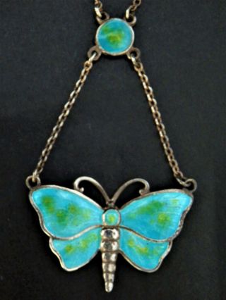 Rare Solid Silver Art Nouveau Enamel Pendant By Charles Horner,  Chester 1914
