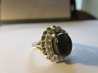 Vintage Hematite Alaska Black Diamond 18k White Gold Ring 18kt Sz 7