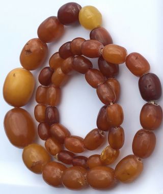 Antique Natural Baltic Amber Butterscotch Egg Yolk Beaded Necklace 45 Grams 6