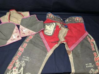 Vintage 1950’s Lone Ranger Child’s Outfit Hi - Yo Silver Vest And Chaps Rare