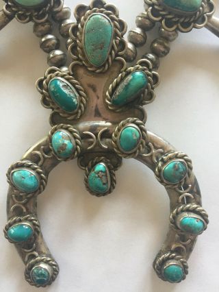 Handcrafted Vintage Turquoise & Silver Squash Blossom Necklace 2