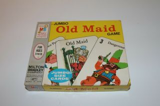 Vintage 1968 Jumbo Box Old Maid Game Card Set Milton Bradley 4875 Complete
