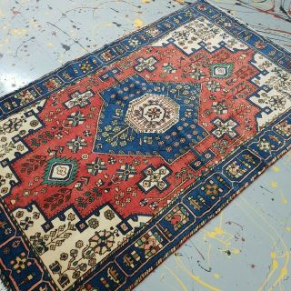 4×7ft Hand - Knotted Vintage Soft Kurdish Area Rug Handmade Oriental Wool Carpet