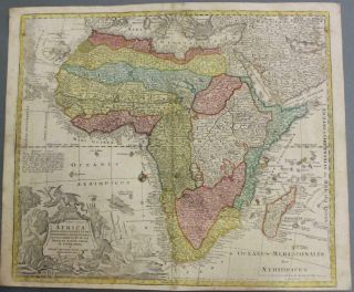 African Continent 1790 Seutter & Probst Unusual Antique Copper Engraved Map