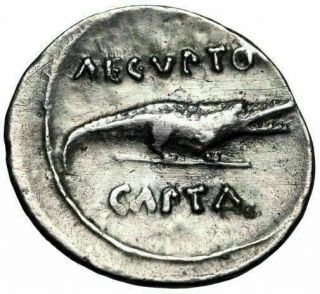 Octavian (augustus) Ar Denarius " Aegvpto Capta Crocodile,  Egypt " Rare