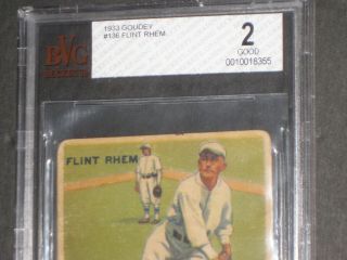 1933 Goudey FLINT RHEM Baseball Card 136 BGS 2 Good Philadelphia Phillies 3