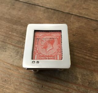 Antique Solid Silver Stamp Box With Bun Feet,  Hallmarked Birmingham 1913