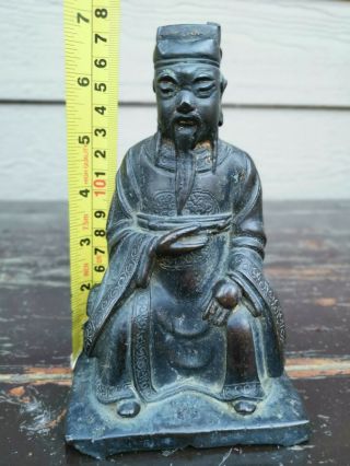 Old House Chinese 828g Ming Black Bronze Buddha it Marked Asian China 11