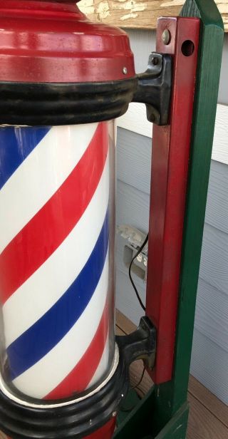 Vintage Trippe Dual Light Barber Pole,  Cast Iron,  Wall Mount,  42” tall,  Mark III 4