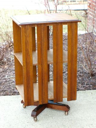 Antique J.  Danner Mission Oak Revolving Bookcase Stickley Era c.  1900 2