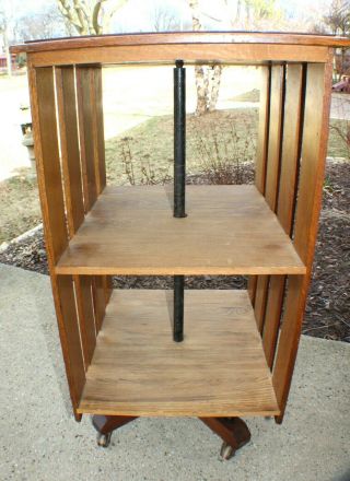 Antique J.  Danner Mission Oak Revolving Bookcase Stickley Era c.  1900 6