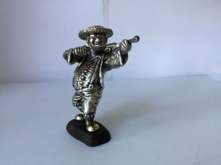 Vintage Ben Zion Fiddler Silver.  925 Israel Statue Sculpture