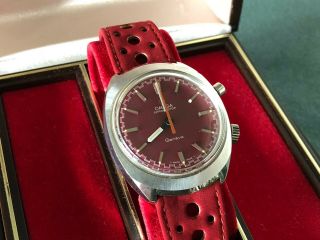 Rare Never Worn Vintage Omega Chronostop Watch Red Dial