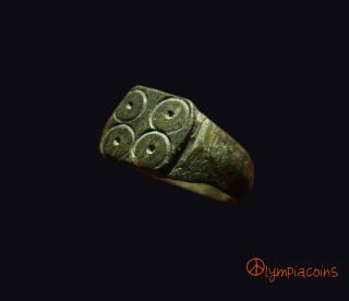 Very Fine Ancient Roman Bronze Gamblers Ring Iii - Iv Century Ad