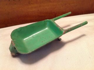 Vintage Miniature Wyandotte Pressed Steel 5 " Green Wheelbarrow