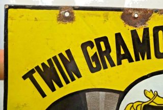 TWIN GRAMOPHONE RECORDS VINTAGE PORCELAIN ENAMEL SIGN DOUBLE SIDED COLLECTIBLES 4
