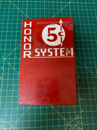 Rare Lance Honor System Box 5 Cents Vending Machine Coin Display Rack Vintage