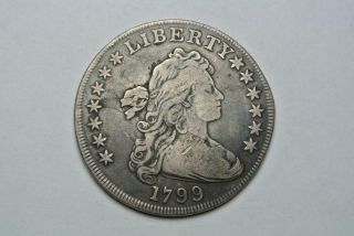 1799 Draped Bust Silver Dollar,  Rare Coin,  Vf Details - C7447