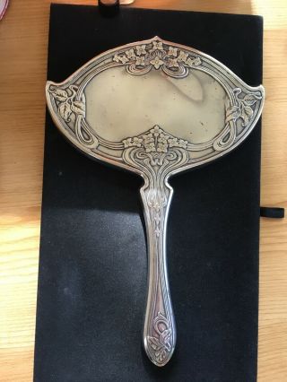 Antique Deco Sterling Silver Hand Mirror Beveled Floral F&b Foster & Bailey Wow