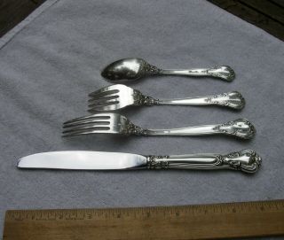 Gorham Sterling CHANTILLY (1895) 4 Piece PLACE SIZE SETTING - No Mono - NR 3