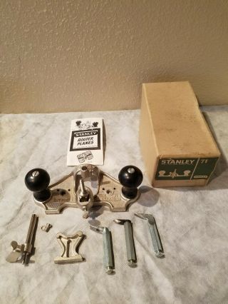 Vintage Stanley No.  71 Router Plane With 3 Cutters
