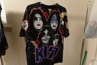 Kiss Vintage 1992 Winterland Rock Express All Over Print T - Shirt Size Xl Rare
