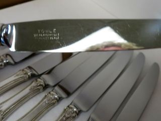 8 PIECE TOWLE OLD COLONIAL STERLING DINNER KNIVES 8 - 1/2 