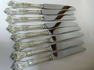 8 PIECE TOWLE OLD COLONIAL STERLING DINNER KNIVES 8 - 1/2 