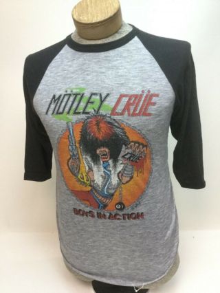 Vintage 80s Motley Crue Tour 1983 Concert Usa Rock Jersey 3/4 Slv T - Shirt Xl