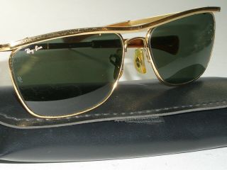 Vintage B&l Ray - Ban W1307 G15 Arista Olympian Ii 2deluxe Rectangular Sunglasses