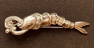 Vintage Margot De Taxco Mexican Silver Fish Pin Jewelry
