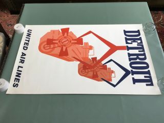 Vintage United Air Lines Detroit Travel Poster 9
