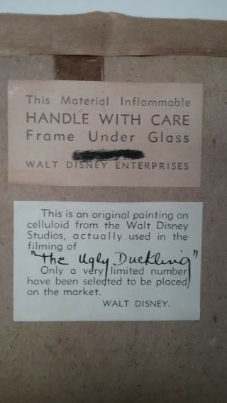 1939 Rare Ugly Duckling cell painting,  of Walt Disney Studios 10