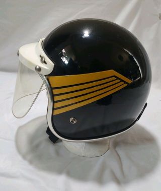 Vintage 1971 Arthur Fulmer Af40 Helmet Xl Black W/ Gold Wings Visor
