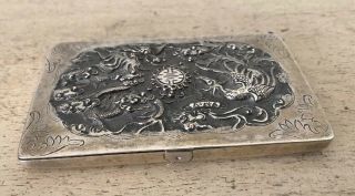 Vintage Antique Asian Chinese Dragon Card/Cigarette Case Silver Plated? 67.  5g 2