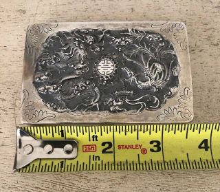 Vintage Antique Asian Chinese Dragon Card/Cigarette Case Silver Plated? 67.  5g 8