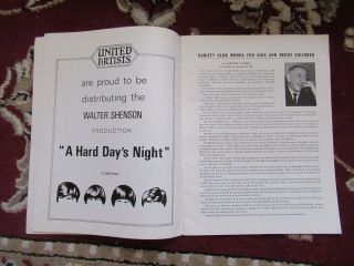 Beatles VINTAGE 1964 UK ' A HARD DAYS NIGHT ' MOVIE WORLD PREMIERE PROGRAM 2