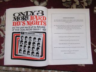 Beatles VINTAGE 1964 UK ' A HARD DAYS NIGHT ' MOVIE WORLD PREMIERE PROGRAM 5