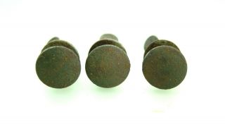 Ww2 German Helmet Rivets/washers Set Of 3,  Orig. ,  Fieldgrau Paint Intact