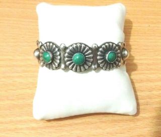 Vintage Turquoise Cuff Bracelet Southwestern 925 Sterling Silver