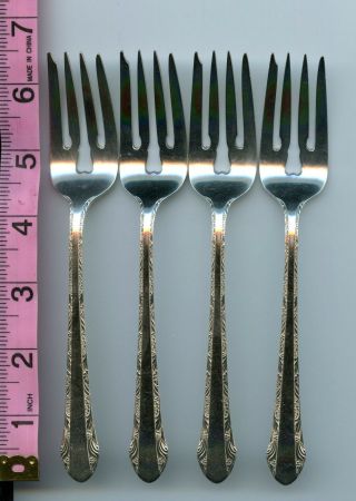 4 Chased Romantique Salad Forks Sterling Silver By Alvin 6 - 1/2 Inch Fork