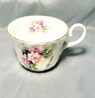 Staffordshire Royal Patrician Teacup And Saucer Bone China Pink Flowers England 3