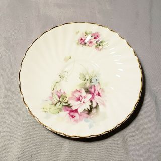 Staffordshire Royal Patrician Teacup And Saucer Bone China Pink Flowers England 5