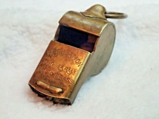 Vintage Wwii Era U.  S.  Army Regulation Solid Brass Whistle Police