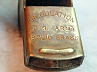 Vintage WWII era U.  S.  Army Regulation Solid Brass Whistle Police 2