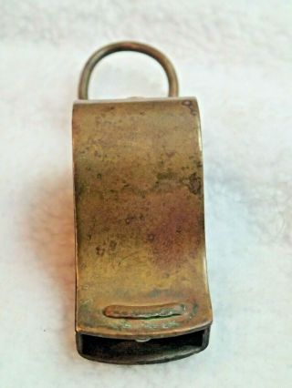 Vintage WWII era U.  S.  Army Regulation Solid Brass Whistle Police 4