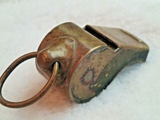 Vintage WWII era U.  S.  Army Regulation Solid Brass Whistle Police 5