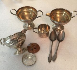 Sterling Silver Scrap Or Use - 310 Grams Spoons,  Creamer /sugar Small Cup