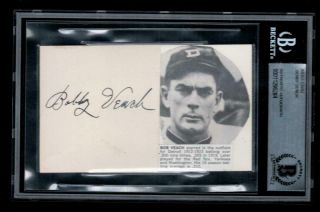 Rare Bobby Veach (d1945) Signed 3x5 Index Card Autographed Ty Cobb Babe Ruth Bas