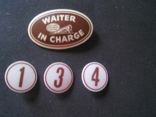 Vtg York Central Railroad Waiter In Charge Badge 3 Small Badges For Waiters